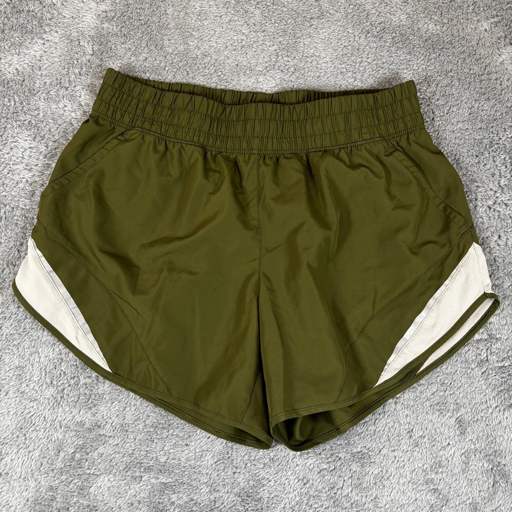 Athletic Works Womens Olive Green Mesh Trim Running Shorts Size M 8-10